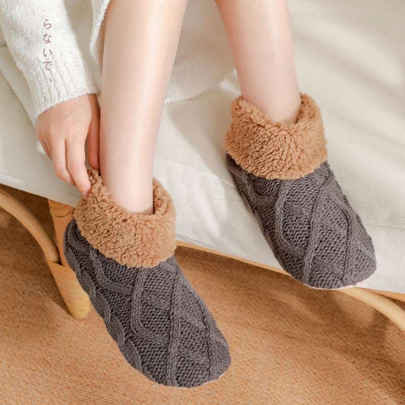 Ribbstickade Toffelsockor med Teddyfoder (36-42)