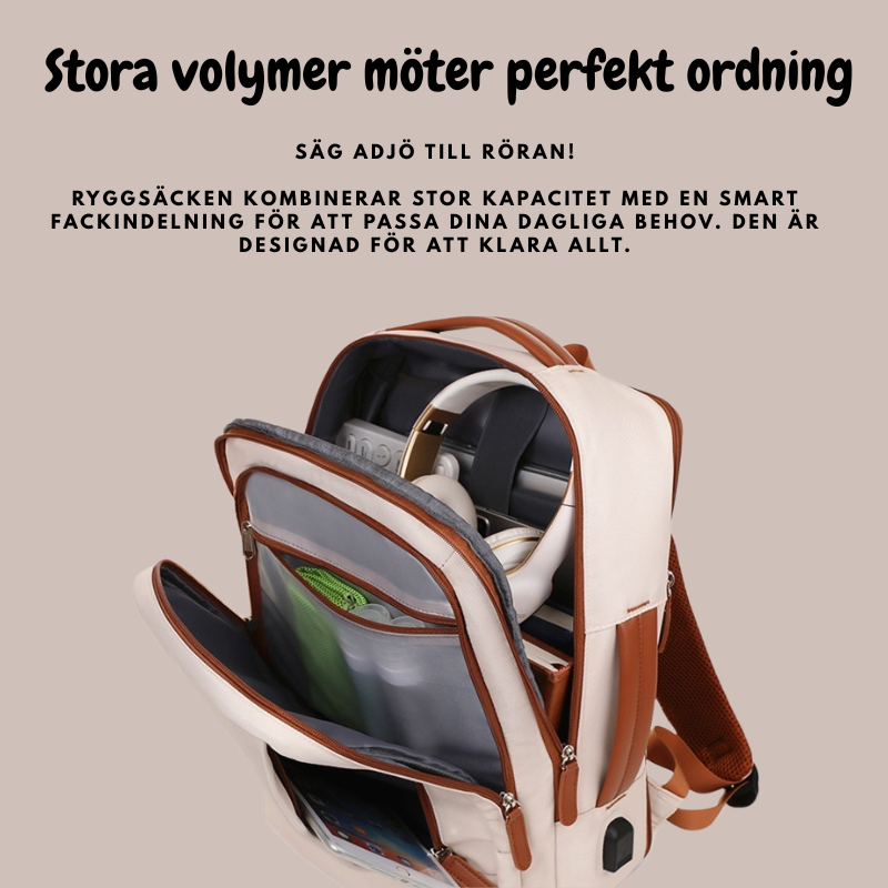 Ryggsäck med stor kapacitet – perfekt för jobb och resor