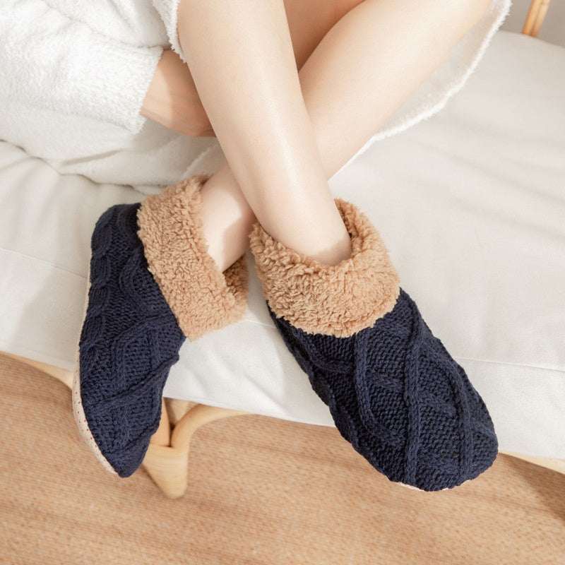 Ribbstickade Toffelsockor med Teddyfoder (36-42)