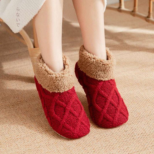 Ribbstickade Toffelsockor med Teddyfoder (36-42)