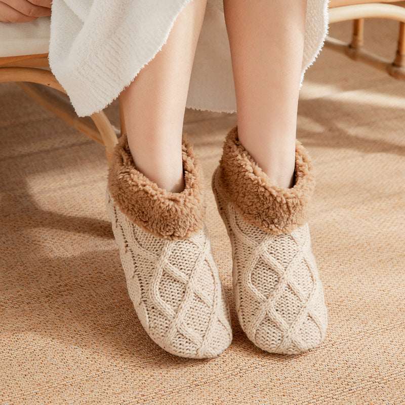 Ribbstickade Toffelsockor med Teddyfoder (36-42)