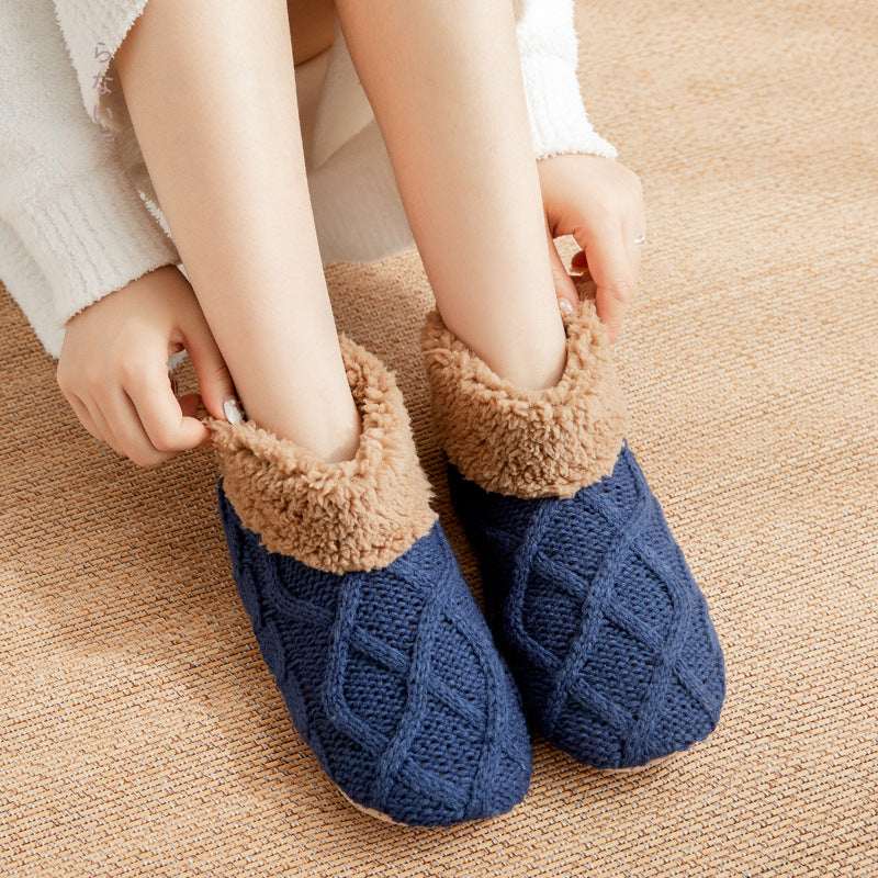 Ribbstickade Toffelsockor med Teddyfoder (36-42)